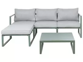 Sodo kampinė sofa su staliuku 3 asmenims OLANG žalia