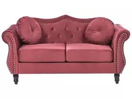 Dvivietė sofa SKIEN, aksominė, vyšninės spalvos