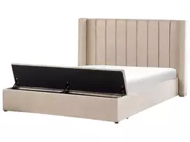Vandens lova su suoliuku NOYERS veliūras smėlio spalvos 180 x 200 cm