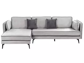 Trivietė kampinė sofa ALTAN, veliūras, šviesiai pilka, dešininė