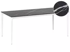 Sodo stalas SOVARETO 180 cm 90 cm marmuro efektas Juodas marmuras
