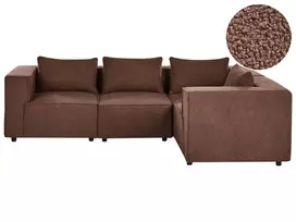 Modulinė 4 vietų kampinė sofa AXEBO kairinė ruda Boucle