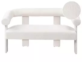 Dvivietė sofa ILBRO, bukliuotas audinys, dramblio kaulo spalva