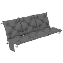 Vandeniui atspari neslystanti suoliuko pagalvėlė, lauko supamųjų kėdžių pagalvė su atlošu ir tvirtinimo elementais, 150 x 100 cm, tamsiai pilka