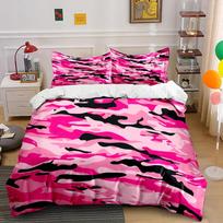 Pink Camouflage Bedding Three-Piece Set Bedding set (1 duvet cover, 2 pillowcases, duvet not included) 135x200cm