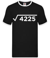 Square Root Birthday 65 - Mens Ringer - 65th Birth Year Age Present Maths L
