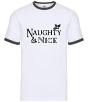 Naughty & Nice - Mens Ringer - Christmas Xmas Funny List Santa XXXL