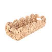 Bohemian Storage Basket Handwoven Decorative Edges Woven Organizer with Handles Rustic Woven Storage Box Home Organization