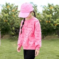 Girls' Cat Print Round Neck Sweatshirt 130