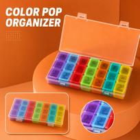 Portable Transparent Colorful with Lid, 7-Day 21 Compartments, Star Moon Pattern, 17.4 8.2 2.5 cm for Travel One Size