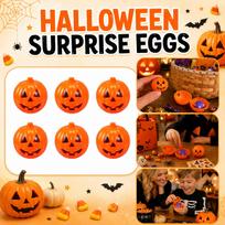 6pcs Pumpkin Easter Egg Shells for Gift Filling - Hollow Plastic Egg Containers for Halloween Party Favors, Candy, Treats - Decorative Surprise Eggs One Size