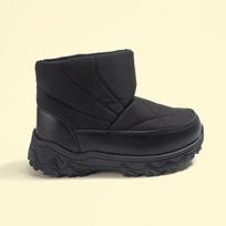 Kids Outdoor Water-Resistant Snow Boots with Fleece Lining ,Non-Slip Sole, Black And Pink Warm Winter Shoes 27--inner 17.0cm