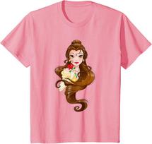 Hot Fashion Casual Disney Belle Black Classic Fit T-Shirt - Adult Round Neck Short Sleeve Fantasy Tee S-4XL Four Seasons S