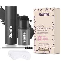 Sanfe Quick Fix Hair & Eyerbrow Touch Up Kit Black | Helps Cover Grey Roots, Bald Spots Instantly, Highly Pigmented, Fuller and Denser, Long-Lasting