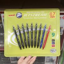 Uni Jetstream 3-Color Multi Ballpoint Pen 0.7mm x 9 pcs Value Pack Black, Blue, Red Ink beige