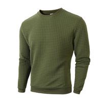 European-Style Plaid Slim Fit Men's Hoodie - Autumn/Winter Round Neck Casual Long Sleeve M