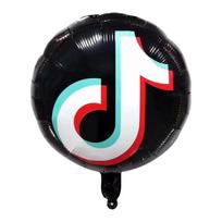 Logo Tok Tik Star Foil Balloon Adults Kids Birthday Party Decor Supplies 60 Black Round,45cm/18in