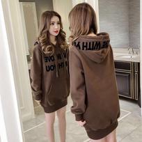 Women's 2025 Winter Fleece-Lined Loose Letter Hoodie M
