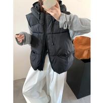 Latest Autumn and Winter Puffs Vest Slim Warm Down Cotton Vest Women Hooded Short Cotton Vest Waistcoat S