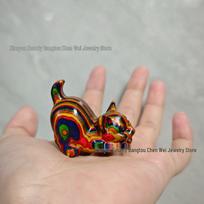 2026 Rainbow Wood Carving Cat Ornament: Creative Home Desktop Décor 4.5 x 3.9 x 2.2 cm