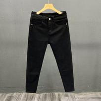 Men's Spring and Summer Simple Slim-Fit Stretch Denim Pants Straight Leg Mid-Rise Pants 28