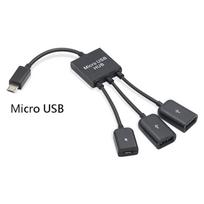 3 In1 Micro Usb Otg Adapter Cable Micro Usb Male To Usb Female Adapter Usb Hub For Smartphone Computer Tablet 3 Port