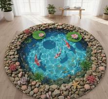 Realistic Grass Pattern Rug Green Outdoor Inspired Carpet Washable Non Slip Modern Floor Mat Home Decoration 80cm x 80cm