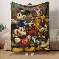1pc, Mickey Mouse and Friends Home Decor Blanket: A Perfect Gift for Your Bedroom, Living Room, or Travel, Soft Flannel Throw Blanket, Ideal for Couch 130x150cm