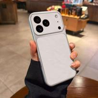 White Leather Textured Drop-proof, Scratch-resistant Protective Case for iPhone 17 Pro Max iPhone 16E/SE4 Compatible