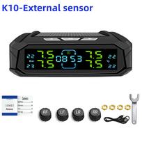 E-ACE TPMS Car Tire Pressure Alarm Monitor System 4 Sensors Display Solar &USB Charg Intelligent Tyre Pressure Temperature Warn K10-External Sensors