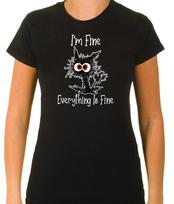 I'm fine, Everything is fine, cat, 3/4 Short Sleeve T Shirt Woman G594 XL