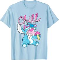 New Disney Lilo and Stitch Neon Ice Cream Chill Drip Fashion Casual T-Shirt S-4XL Four Seasons L