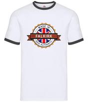 Made In Falkirk - Mens Ringer - Town City Village Born Love Live Homewtown L