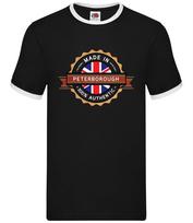 Made In Peterborough - Mens Ringer - Town City Village Born Love Live Hometown XXL