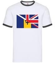 Half Flag Barbados Union Jack - Mens Ringer - UK Flags Bridgetown Britain M