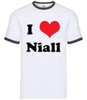 I Love Niall - Mens Ringer - Tour Music Festival Horan Pop Gig XL
