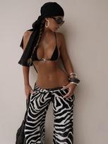 New Zebra Pattern Mesh Trousers Three-Piece Bikini Swimsuit Female Bikini Sexy M