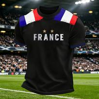 Men's Round Neck Short Sleeve T-Shirt - Football Soccer Print Casual Fan Top L