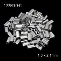 Oval 1.0-2.0mm Fishing Wire Tube Wire Crimp Connector Line Crimping Sleeves Double Aluminum Tube 1.0 X 2.1mm