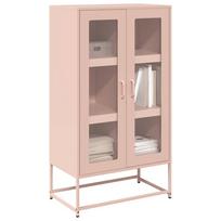 Komoda Wysoka Różowa 68X39X123 Cm Stalowa