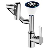 Stainless Steel Universal Rotation Faucet Temperature Display 3 Water Modes Digital Display Faucet Rotatable Desig sidabras