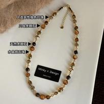 Natural Tiger Eye Stone Hand-made Water Drop Retro Beaded Necklace Accessories Women's Autumn Winter Layered Sweater Chain Light 45-50cm&Pendant
