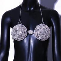 Round Crystal BIkini Top Bralette Cover Chest Underwear Body Jewelry Rhinestone Bra Chain for Ladies Lingerie Chains