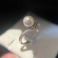 Fine Jewelry Freshwater pearls all-body sterling silver ring 6~7mm strong light flaws small light bulb pearl ring for women Resizable&Silver