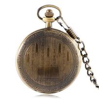 Hand Winding Mechanical Pocket Watch Exquisite Roman Numerals Dial Full Hunter Bronze Pattern Pendant Manual Pocket Clock Gifts