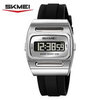 SKMEI 2563 Retro-futuristic Y2K Fashion Men's Digital Watch Creative Rectangle Case Waterproof Electronic Sports Watch Gift sidabras