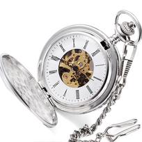 2026 Custom Twin Opening Fine Polishing Men Watches Roman Numerals High Quality Silver Mechanical Pocket Watch 01