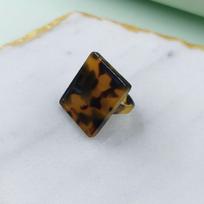 Big Geometric Tortoiseshell Rectangle Fashion Jewelry Finger Rings Resin Rings Leopard Pattern 2