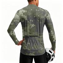 Men's Long Sleeve Cycling with Printed Design, Zip Closure, Breathable Quick-Dry Material - for Road and Biking L