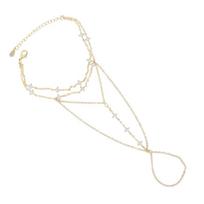 Multi Pcs Tassel Chain Finger Hand Bracelets Thin Link Chain Paved Clear Zircons Hand Jewelry 15+4 cm